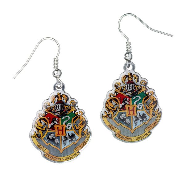 Harry Potter Silver Plated Hogwarts Crest Hook Earrings - Image 4