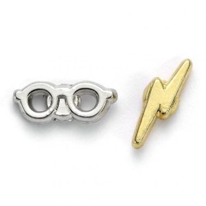 Harry Potter Silver Plated Lightning Bolt & Glasses Stud Earring