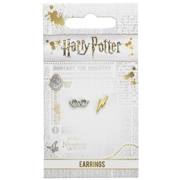 Harry Potter Silver Plated Lightning Bolt & Glasses Stud Earring - Image 6