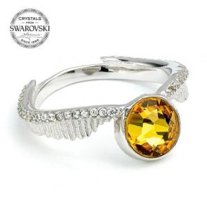 Harry Potter Sterling Silver Crystal Ring Golden Snitch Medium