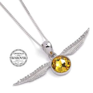 Harry Potter Sterling Silver Crystal Necklace Golden Snitch