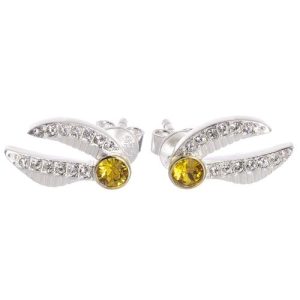 Harry Potter Sterling Silver Crystal Earrings Golden Snitch