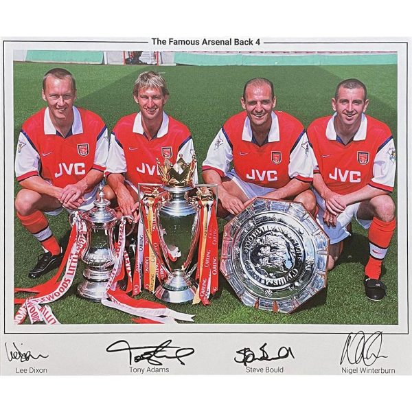 Arsenal FC Famous Back 4 Signed Framed Print - Image 6