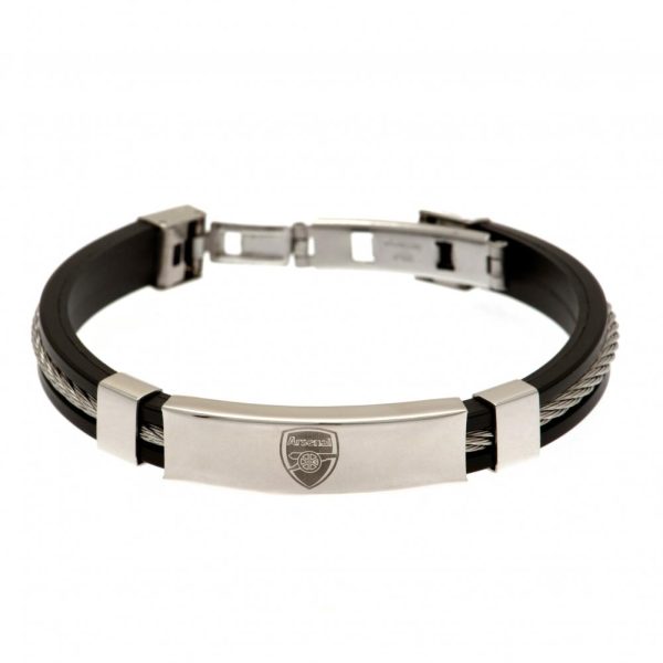 Arsenal FC Silver Inlay Silicone Bracelet - Image 6