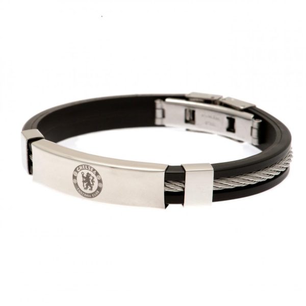Chelsea FC Silver Inlay Silicone Bracelet - Image 4