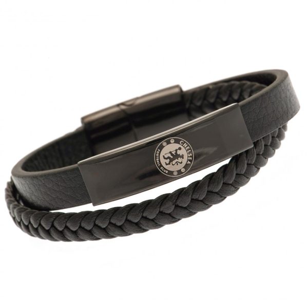 Chelsea FC Black IP Leather Bracelet - Image 4