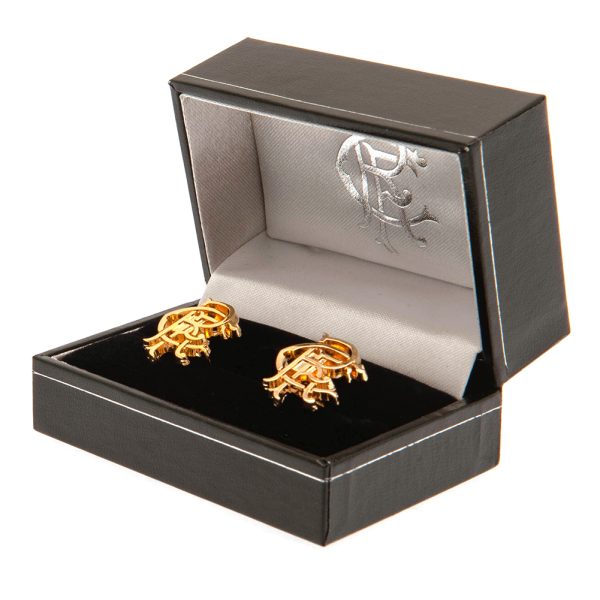 Rangers FC Gold Plated Scroll Crest Cufflinks - Image 2