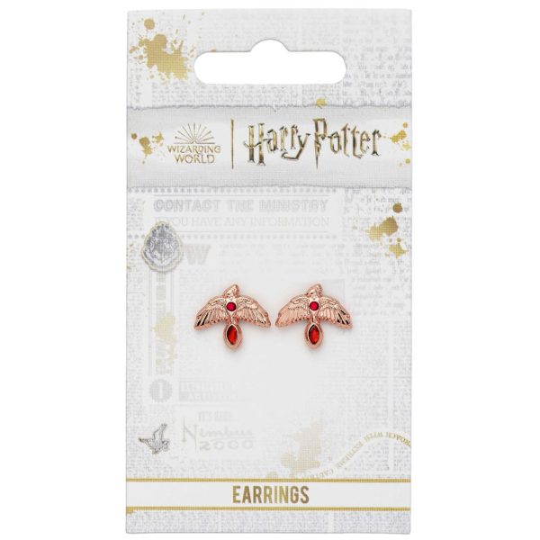 Harry Potter Rose Gold Plated Fawkes Stud Earrings - Image 2