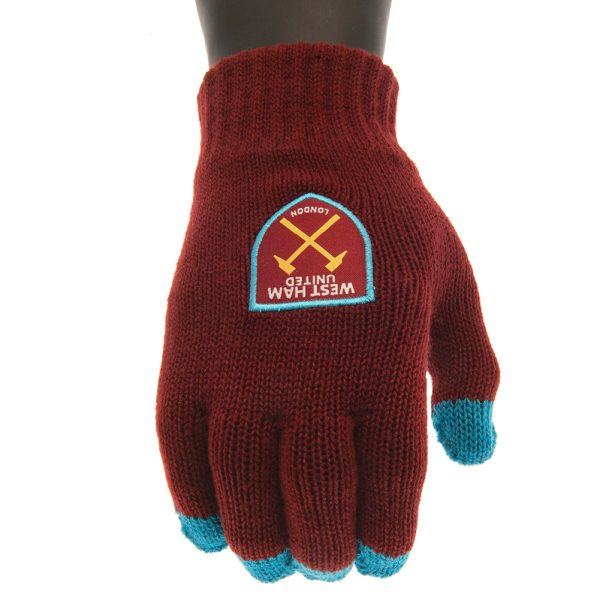 West Ham United FC Touchscreen Knitted Gloves Adults - Image 2