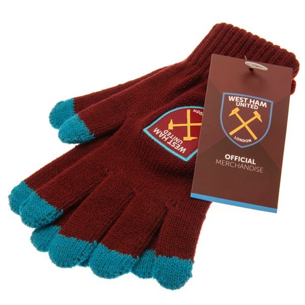West Ham United FC Touchscreen Knitted Gloves Adults - Image 3