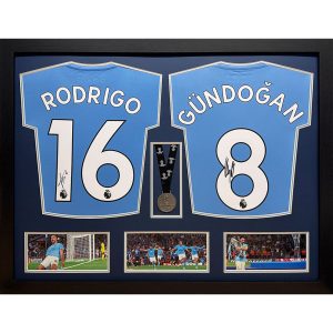 Manchester City FC Rodri & Gundogan Signed Shirts & Medal (Dual