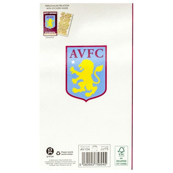 Aston Villa FC Personalised Birthday Card - Image 5