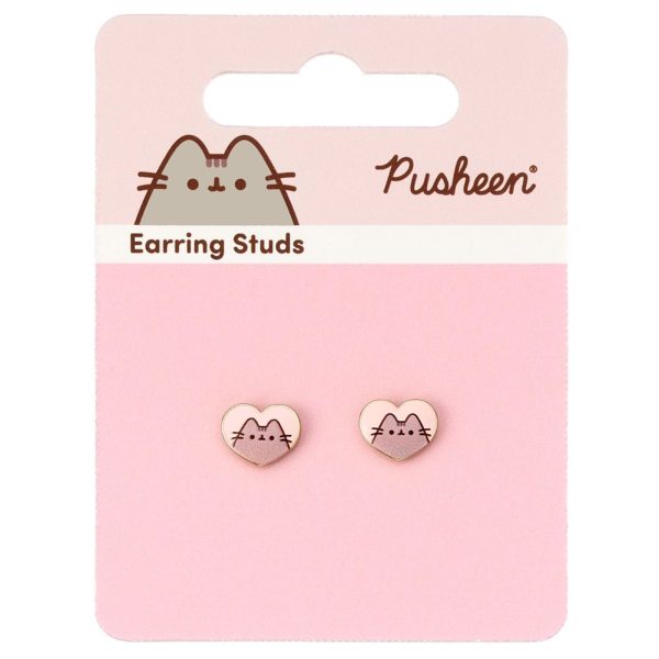 Pusheen Gold Plated Heart Stud Earrings - Image 3