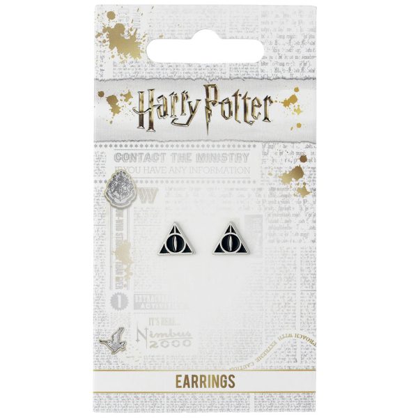 Harry Potter Silver Plated Deathly Hallows Stud Earrings - Image 2
