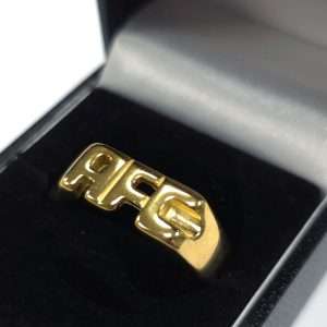 Arsenal FC 18ct Gold Plated on Silver AFC Ring - Q
