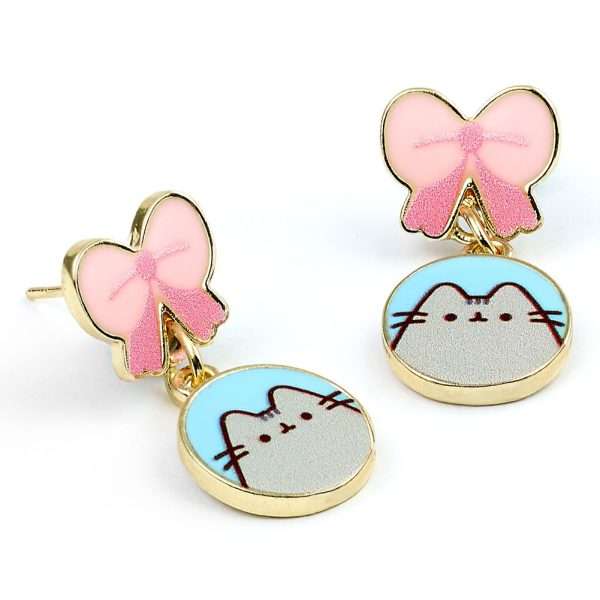 Pusheen Gold Plated Bow Drop Earrings - Image 2