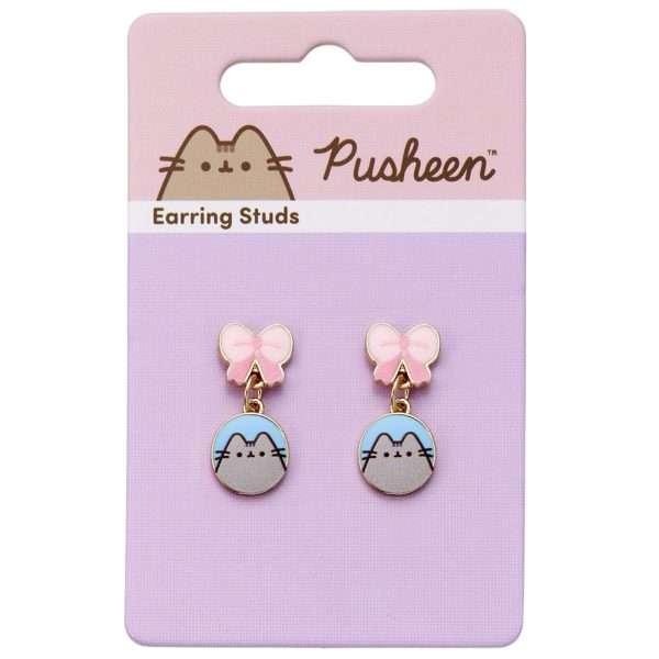 Pusheen Gold Plated Bow Drop Earrings - Image 3