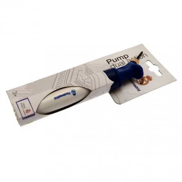 real madrid fc white dual action football pump
