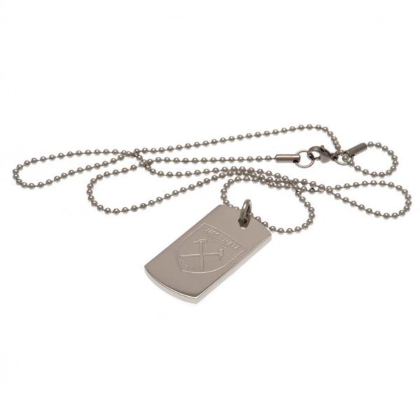 west ham united fc engraved dog tag & chain