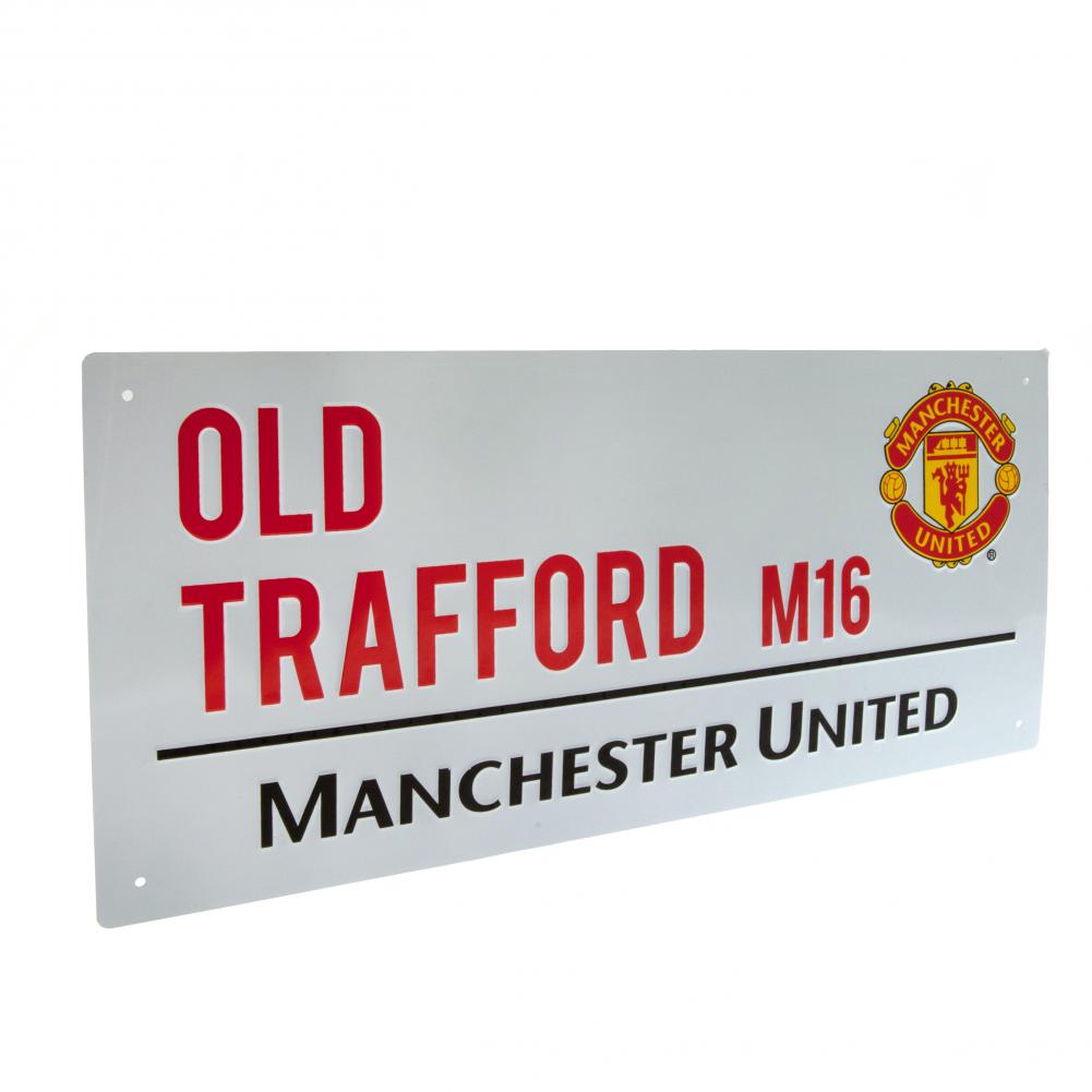 manchester united fc white street sign