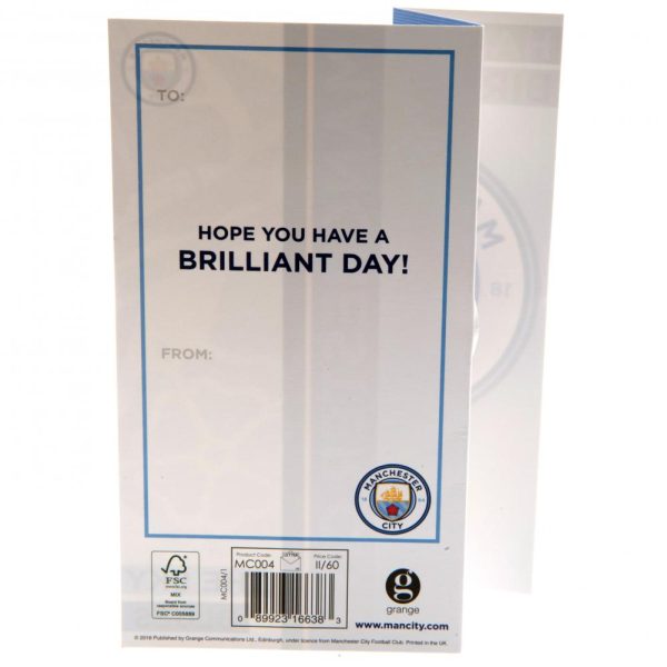manchester city fc sky blues birthday card
