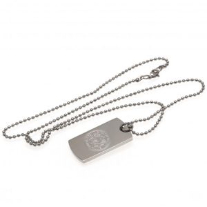 leicester city fc engraved dog tag & chain