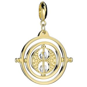 harry potter gold plated crystal charm time turner