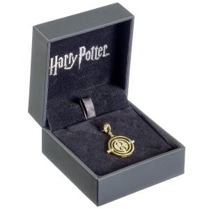 harry potter gold plated crystal charm time turner