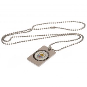 manchester city fc enamel crest dog tag & chain