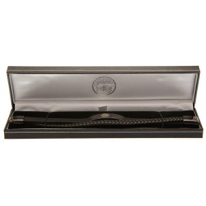 celtic fc black ip leather bracelet