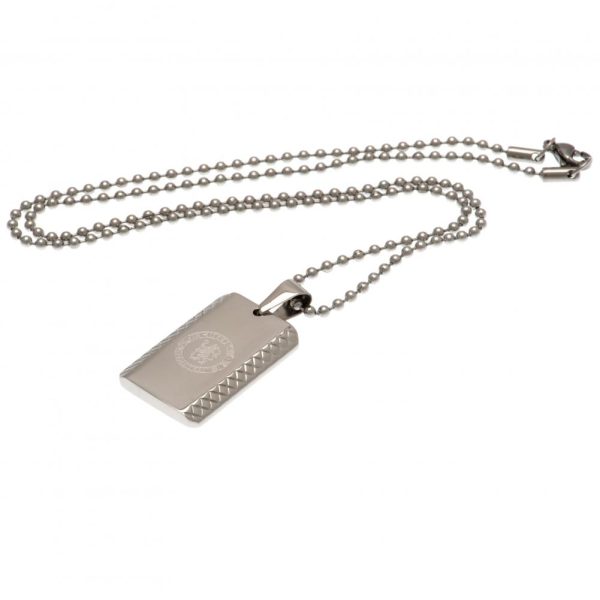 chelsea fc patterned dog tag & chain