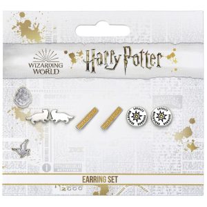 harry potter silver plated earring set hufflepuff