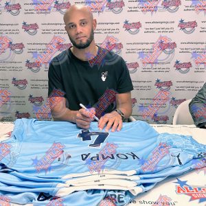 manchester city fc kompany signed shirt (framed)