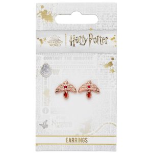 harry potter rose gold plated fawkes stud earrings