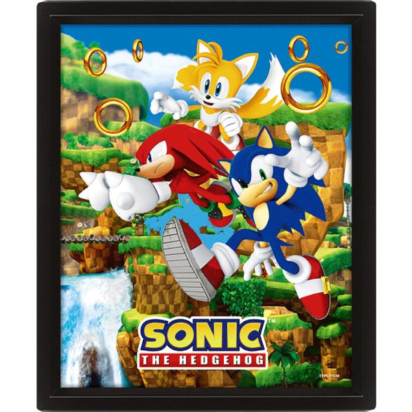 sonic the hedgehog framed 3d picture