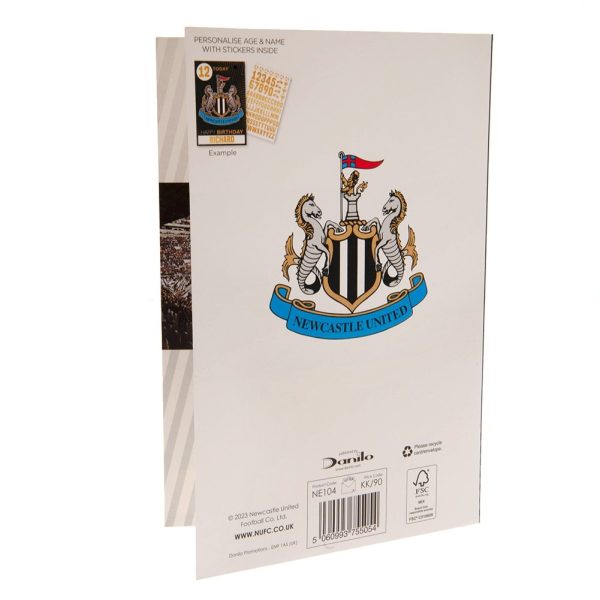 newcastle united fc birthday card with stickers