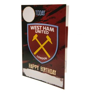 west ham united fc birthday card with stickers