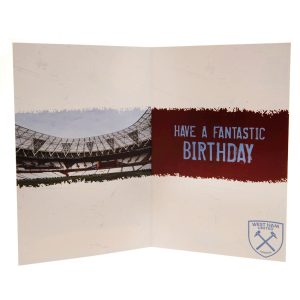 west ham united fc birthday card with stickers