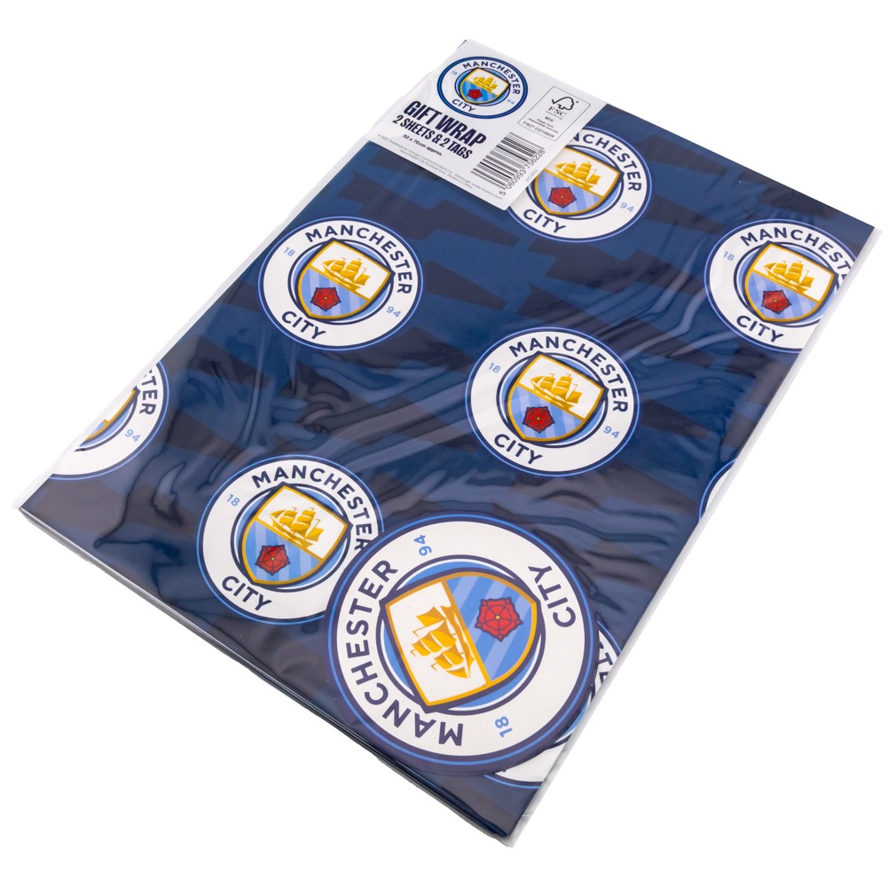manchester city fc text gift wrap
