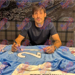 manchester city fc david silva signed shirt (framed)