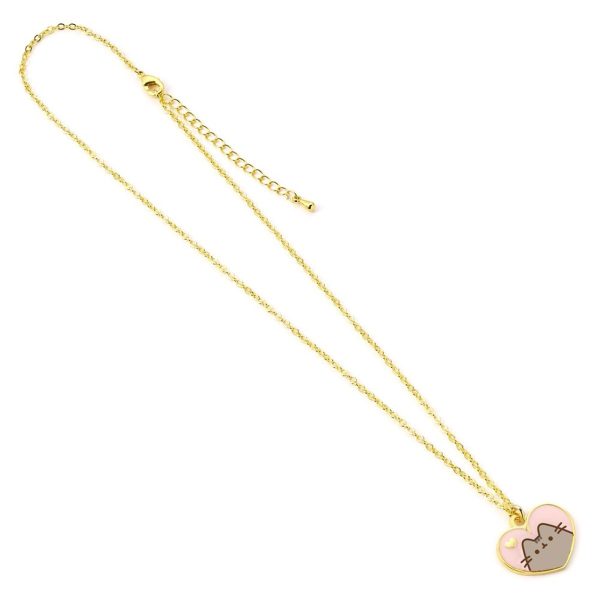 pusheen gold plated heart necklace