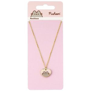pusheen gold plated heart necklace