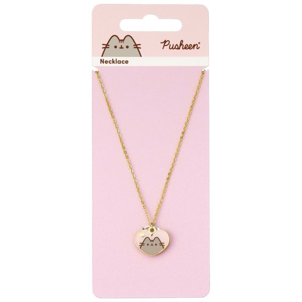 pusheen gold plated heart necklace