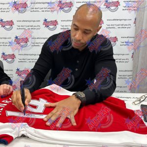 arsenal fc bergkamp & henry signed shirts (dual framed)