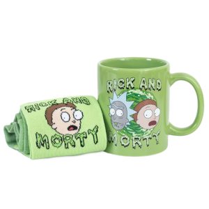 rick and morty mug & sock set