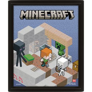 minecraft terrain framed 3d picture