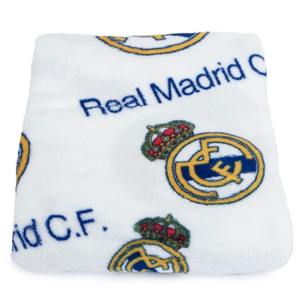 real madrid fc multi crest fleece blanket