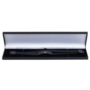 newcastle united fc black ip leather bracelet