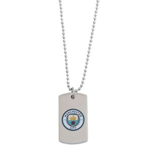 manchester city fc colour crest dog tag & chain