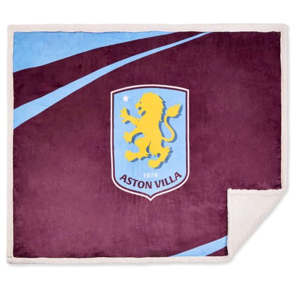 aston villa fc sherpa fleece blanket